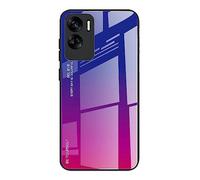 Dedux Coque pour Honor 90 Lite, Etui Dégradé de Couleur Verre Trempé Back Coque + Souple Silicone TPU Case Cover Protection Antichoc Housse (Bleu/Rouge)