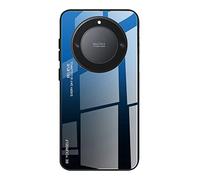Dedux Coque pour Honor Magic 5 Lite 5G (Magic5 Lite) / X9a, Etui Dégradé de Couleur Verre Trempé Back Coque + Souple Silicone TPU Case Cover Protection Antichoc Housse (Bleu/Noir)