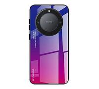 Dedux Coque pour Honor Magic 5 Lite 5G (Magic5 Lite) / X9a, Etui Dégradé de Couleur Verre Trempé Back Coque + Souple Silicone TPU Case Cover Protection Antichoc Housse (Bleu/Rouge)