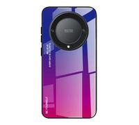 Dedux Coque pour Honor Magic 6 Lite 5G (Magic6 Lite) / X9b, Etui Dégradé de Couleur Verre Trempé Back Coque + Souple Silicone TPU Case Cover Protection Antichoc Housse (Bleu/Rouge)