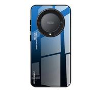 Dedux Coque pour Honor Magic 6 Lite 5G (Magic6 Lite) / X9b, Etui Dégradé de Couleur Verre Trempé Back Coque + Souple Silicone TPU Case Cover Protection Antichoc Housse (Bleu/Noir)