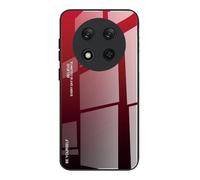 Dedux Coque pour Honor Magic 7 Lite 5G (Magic7 Lite) / X9c, Etui Dégradé de Couleur Verre Trempé Back Coque + Souple Silicone TPU Case Cover Protection Antichoc Housse (Rouge/Noir)