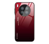 Dedux Coque pour Huawei Nova 8i / Honor 50 Lite, Etui Dégradé de Couleur Verre Trempé Back Coque + Souple Silicone TPU Case Cover Protection Antichoc Housse (Rouge/Noir)