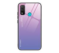Dedux Coque pour Huawei P Smart 2020, Etui Dégradé de Couleur Verre Trempé Back Coque + Souple Silicone TPU Case Cover Protection Antichoc Housse (Violet)