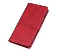 Dedux Coque pour Motorola Edge 30 Neo/Edge 30 Lite, [Fonction Stand] Rétro Etui Portefeuille en Cuir Fermeture Magnétique Porte Folio pour Cartes. Rouge