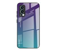 Dedux Coque pour OnePlus Nord 2 5G, Etui Dégradé de Couleur Verre Trempé Back Coque + Souple Silicone TPU Case Cover Protection Antichoc Housse (Violet/Vert)