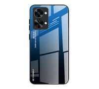 Dedux Coque pour OnePlus Nord 2T, Etui Dégradé de Couleur Verre Trempé Back Coque + Souple Silicone TPU Case Cover Protection Antichoc Housse (Bleu/Noir)
