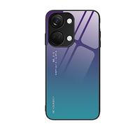 Dedux Coque pour OnePlus Nord 3 5G, Etui Dégradé de Couleur Verre Trempé Back Coque + Souple Silicone TPU Case Cover Protection Antichoc Housse (Violet/Vert)