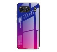 Dedux Coque pour OnePlus Nord 4 5G, Etui Dégradé de Couleur Verre Trempé Back Coque + Souple Silicone TPU Case Cover Protection Antichoc Housse (Bleu/Rouge)