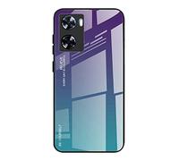Dedux Coque pour Oppo A57 4G / Oppo A57s, Etui Dégradé de Couleur Verre Trempé Back Coque + Souple Silicone TPU Case Cover Protection Antichoc Housse (Violet/Vert)