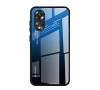 Dedux Coque pour Oppo A78 4G, Etui Dégradé de Couleur Verre Trempé Back Coque + Souple Silicone TPU Case Cover Protection Antichoc Housse (Bleu/Noir)