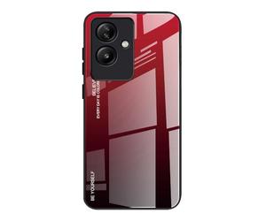 Dedux Coque pour Oppo A79 5G, Etui Dégradé de Couleur Verre Trempé Back Coque + Souple Silicone TPU Case Cover Protection Antichoc Housse (Rouge/Noir)