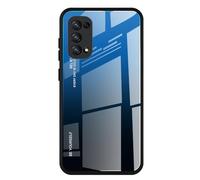 Dedux Coque pour Oppo Find X3 Lite, Etui Dégradé de Couleur Verre Trempé Back Coque + Souple Silicone TPU Case Cover Protection Antichoc Housse (Bleu/Noir)