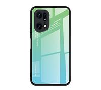 Dedux Coque pour Oppo Find X5 Pro, Etui Dégradé de Couleur Verre Trempé Back Coque + Souple Silicone TPU Case Cover Protection Antichoc Housse (Vert)
