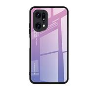 Dedux Coque pour Oppo Find X5 Pro, Etui Dégradé de Couleur Verre Trempé Back Coque + Souple Silicone TPU Case Cover Protection Antichoc Housse (Violet)