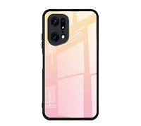 Dedux Coque pour Oppo Find X5 Pro, Etui Dégradé de Couleur Verre Trempé Back Coque + Souple Silicone TPU Case Cover Protection Antichoc Housse (Blond/Rose)