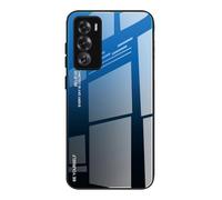 Dedux Coque pour Oppo Reno 12 Pro 5G (Reno12 Pro), Etui Dégradé de Couleur Verre Trempé Back Coque + Souple Silicone TPU Case Cover Protection Antichoc Housse (Bleu/Noir)