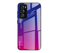Dedux Coque pour Oppo Reno 12 Pro 5G (Reno12 Pro), Etui Dégradé de Couleur Verre Trempé Back Coque + Souple Silicone TPU Case Cover Protection Antichoc Housse (Bleu/Rouge)