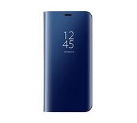 Dedux Coque pour Samsung Galaxy A05s, Clear View Etui à Rabat Cover Flip Translucide Standing Support Miroir Antichoc Portable Case pour Samsung Galaxy A05s.Bleu