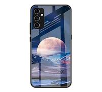Dedux Coque pour Samsung Galaxy A25 5G, Etui Ciel Étoilé Verre Trempé Back Coque + Souple Silicone TPU Case Cover Protection Antichoc Housse. Clair de Lune