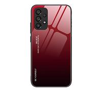 Dedux Coque pour Samsung Galaxy A52 5G, Etui Dégradé de Couleur Verre Trempé Back Coque + Souple Silicone TPU Case Cover Protection Antichoc Housse (Rouge/Noir)
