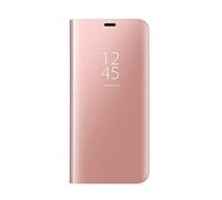 Dedux Coque pour Samsung Galaxy A53 5G, Clear View Etui à Rabat Cover Flip Translucide Standing Support Miroir Antichoc Portable Case pour Samsung Galaxy A53 5G.Or Rose