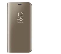 Dedux Coque pour Samsung Galaxy Note 10 Lite, Clear View Etui à Rabat Cover Flip Translucide Standing Support Miroir Antichoc Portable Case pour Samsung Galaxy Note 10 Lite.Or