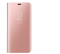 Dedux Coque pour Samsung Galaxy Note 10 Lite, Clear View Etui à Rabat Cover Flip Translucide Standing Support Miroir Antichoc Portable Case pour Samsung Galaxy Note 10 Lite.Or Rose