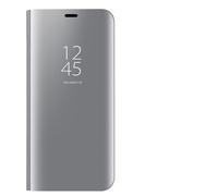 Dedux Coque pour Samsung Galaxy S21 5G, Clear View Etui à Rabat Cover Flip Translucide Standing Support Miroir Antichoc Portable Case pour Samsung Galaxy S21 5G.Argent