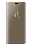 Dedux Coque pour Samsung Galaxy S21 Ultra 5G, Clear View Etui à Rabat Cover Flip Translucide Standing Support Miroir Antichoc Portable Case pour Samsung Galaxy S21 Ultra 5G.Or