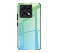Dedux Coque pour Xiaomi 14T, Etui Dégradé de Couleur Verre Trempé Back Coque + Souple Silicone TPU Case Cover Protection Antichoc Housse (Vert)