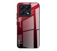 Dedux Coque pour Xiaomi 14T, Etui Dégradé de Couleur Verre Trempé Back Coque + Souple Silicone TPU Case Cover Protection Antichoc Housse (Rouge/Noir)