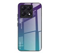 Dedux Coque pour Xiaomi 14T Pro 5G, Etui Dégradé de Couleur Verre Trempé Back Coque + Souple Silicone TPU Case Cover Protection Antichoc Housse (Violet/Vert)
