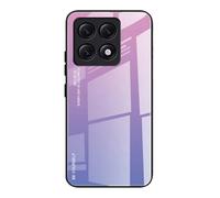 Dedux Coque pour Xiaomi 14T Pro 5G, Etui Dégradé de Couleur Verre Trempé Back Coque + Souple Silicone TPU Case Cover Protection Antichoc Housse (Violet)