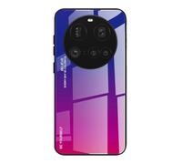 Dedux Coque pour Xiaomi 15 Ultra, Etui Dégradé de Couleur Verre Trempé Back Coque + Souple Silicone TPU Case Cover Protection Antichoc Housse (Bleu/Rouge)