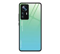 Dedux Coque pour Xiaomi Mi 12T Pro 5G, Etui Dégradé de Couleur Verre Trempé Back Coque + Souple Silicone TPU Case Cover Protection Antichoc Housse (Vert)