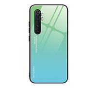Dedux Coque pour Xiaomi Mi Note 10 Lite, Etui Dégradé de Couleur Verre Trempé Back Coque + Souple Silicone TPU Case Cover Protection Antichoc Housse (Vert)