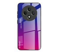 Dedux Coque pour Xiaomi Redmi 14C, Etui Dégradé de Couleur Verre Trempé Back Coque + Souple Silicone TPU Case Cover Protection Antichoc Housse (Bleu/Rouge)