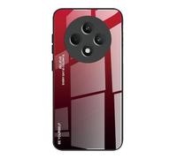 Dedux Coque pour Xiaomi Redmi 14C, Etui Dégradé de Couleur Verre Trempé Back Coque + Souple Silicone TPU Case Cover Protection Antichoc Housse (Rouge/Noir)