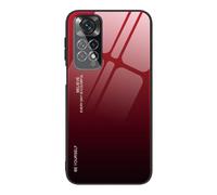 Dedux Coque pour Xiaomi Redmi Note 11S / Redmi Note 11 4G, Etui Dégradé de Couleur Verre Trempé Back Coque + Souple Silicone TPU Case Cover Protection Antichoc Housse (Rouge/Noir)