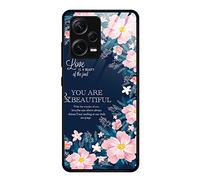 Dedux Coque pour Xiaomi Redmi Note 12 Pro+ Plus 5G, Etui Ciel Étoilé Verre Trempé Back Coque + Souple Silicone TPU Case Cover Protection Antichoc Housse. Fleurs Roses