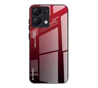 Dedux Coque pour Xiaomi Redmi Note 13 4G, Etui Dégradé de Couleur Verre Trempé Back Coque + Souple Silicone TPU Case Cover Protection Antichoc Housse (Rouge/Noir)