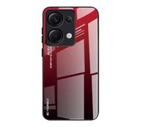 Dedux Coque pour Xiaomi Redmi Note 13 Pro 4G, Etui Dégradé de Couleur Verre Trempé Back Coque + Souple Silicone TPU Case Cover Protection Antichoc Housse (Rouge/Noir)