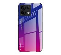 Dedux Coque pour Xiaomi Redmi Note 13 Pro 5G, Etui Dégradé de Couleur Verre Trempé Back Coque + Souple Silicone TPU Case Cover Protection Antichoc Housse (Bleu/Rouge)