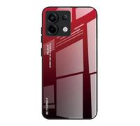 Dedux Coque pour Xiaomi Redmi Note 13 Pro 5G, Etui Dégradé de Couleur Verre Trempé Back Coque + Souple Silicone TPU Case Cover Protection Antichoc Housse (Rouge/Noir)