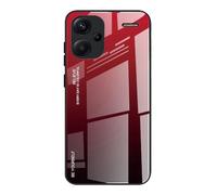 Dedux Coque pour Xiaomi Redmi Note 13 Pro Plus 5G / Redmi Note 13 Pro+ 5G, Etui Dégradé de Couleur Verre Trempé Back Coque + Souple Silicone TPU Case Cover Protection Antichoc Housse (Rouge/Noir)