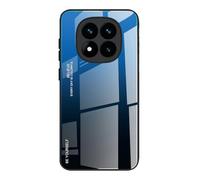 Dedux Coque pour Xiaomi Redmi Note 14 Pro 5G, Etui Dégradé de Couleur Verre Trempé Back Coque + Souple Silicone TPU Case Cover Protection Antichoc Housse (Bleu/Noir)