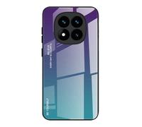 Dedux Coque pour Xiaomi Redmi Note 14 Pro Plus 5G / Redmi Note 14 Pro+, Etui Dégradé de Couleur Verre Trempé Back Coque + Souple Silicone TPU Case Cover Protection Antichoc Housse (Violet/Vert)