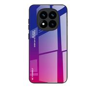 Dedux Coque pour Xiaomi Redmi Note 14 Pro Plus 5G / Redmi Note 14 Pro+, Etui Dégradé de Couleur Verre Trempé Back Coque + Souple Silicone TPU Case Cover Protection Antichoc Housse (Bleu/Rouge)