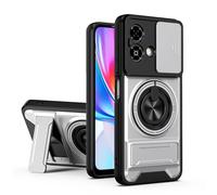 Dedux Coque pour ZTE Blade A35E 4G, Coque avec Fenêtre Coulissante et Support Anneau 360°, Étui de PC Dur et TPU Silicone Housse. Argent